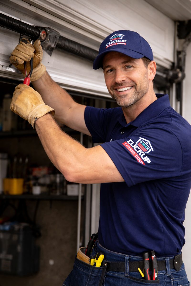 ClickUp Garage Door technician in navy blue uniform